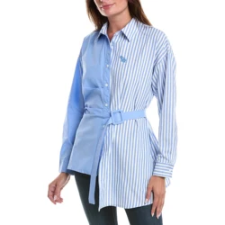 CHCH 2024 Stylish Lapel Button Spliced Striped Shirts Vintage Long Sleeve Blusas Women Irregular Blouse Female Casual Chemise