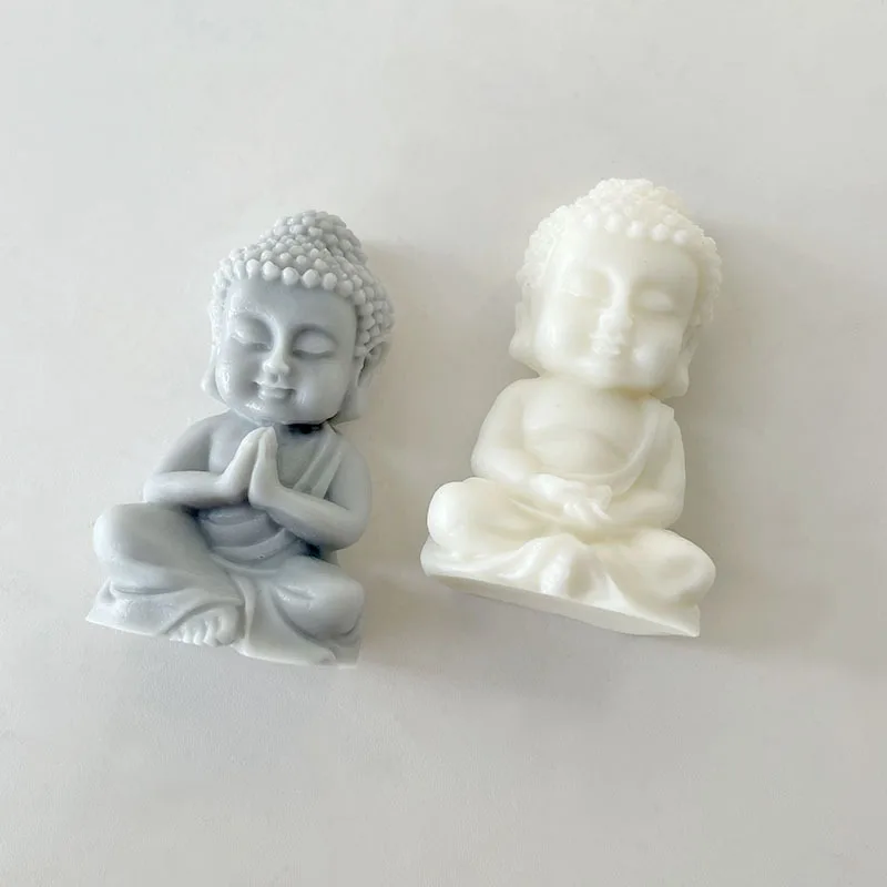 Molde de silicone para vela de buda, faça você mesmo, estátua de buda artesanal, modelagem de sabão artesanal, molde pingente de gesso