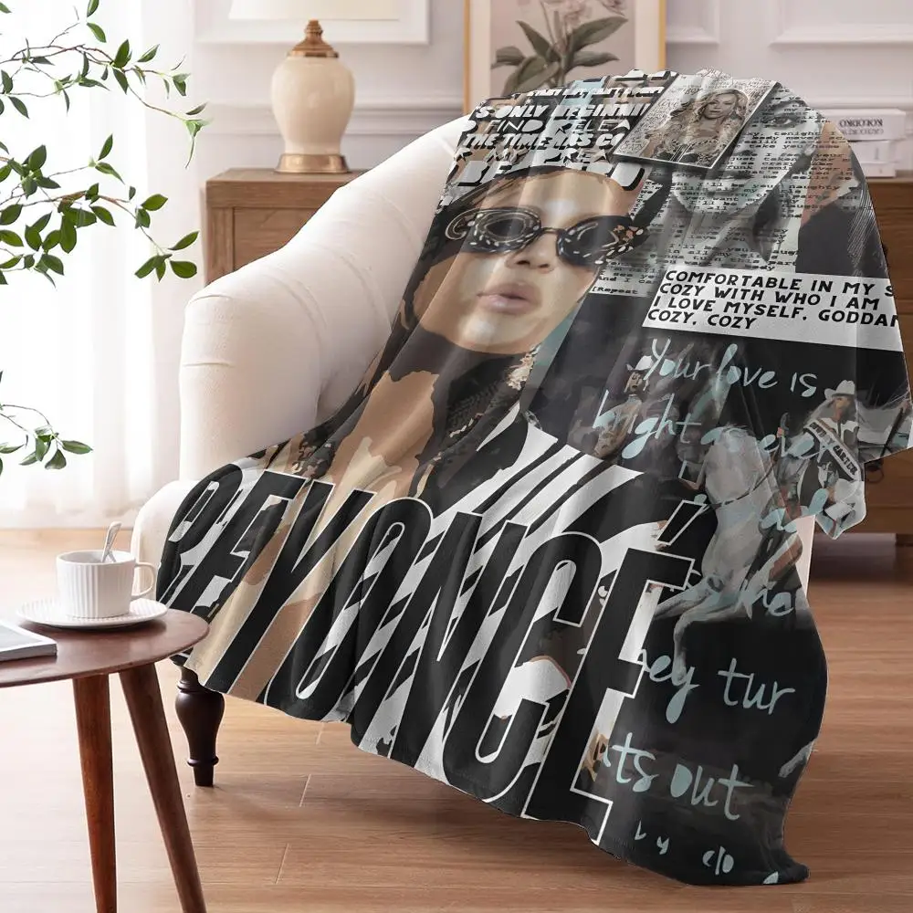 Singer B-Beyonce Throw 240G Lightweight Throw Blanket Soft Cozy Fleece Blanket for Sofa Bed Home Decor