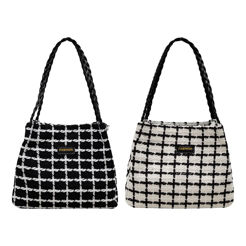 女性チェック柄ショルダーバッグ大容量トレンディトートハンドバッグ多用途ハングバッグ女性旅行通勤バッグ