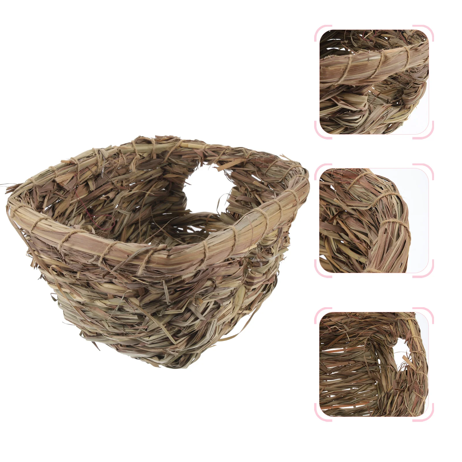 

1pc Grass Woven Pet Nest Natural Hand-Woven Rabbit Hut For Small Pets Durable Safe Animal House Wear-Resistant Unique Stable