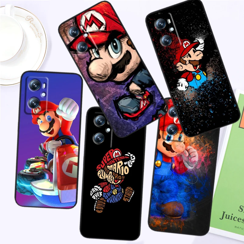 Anime Super M-Mario Cute Art For OPPO Find X6 X5 X3 A54S A5 A94 A16 A53S A57 A74 A72 A98 A78 A96 A9 5G Black Cover Phone Case