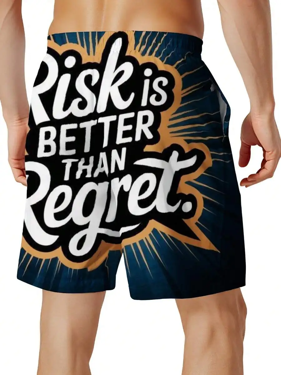 

Risk Is Better Than Regret Mens 3D Printed Beach Board Shorts Summer Swim Trunks