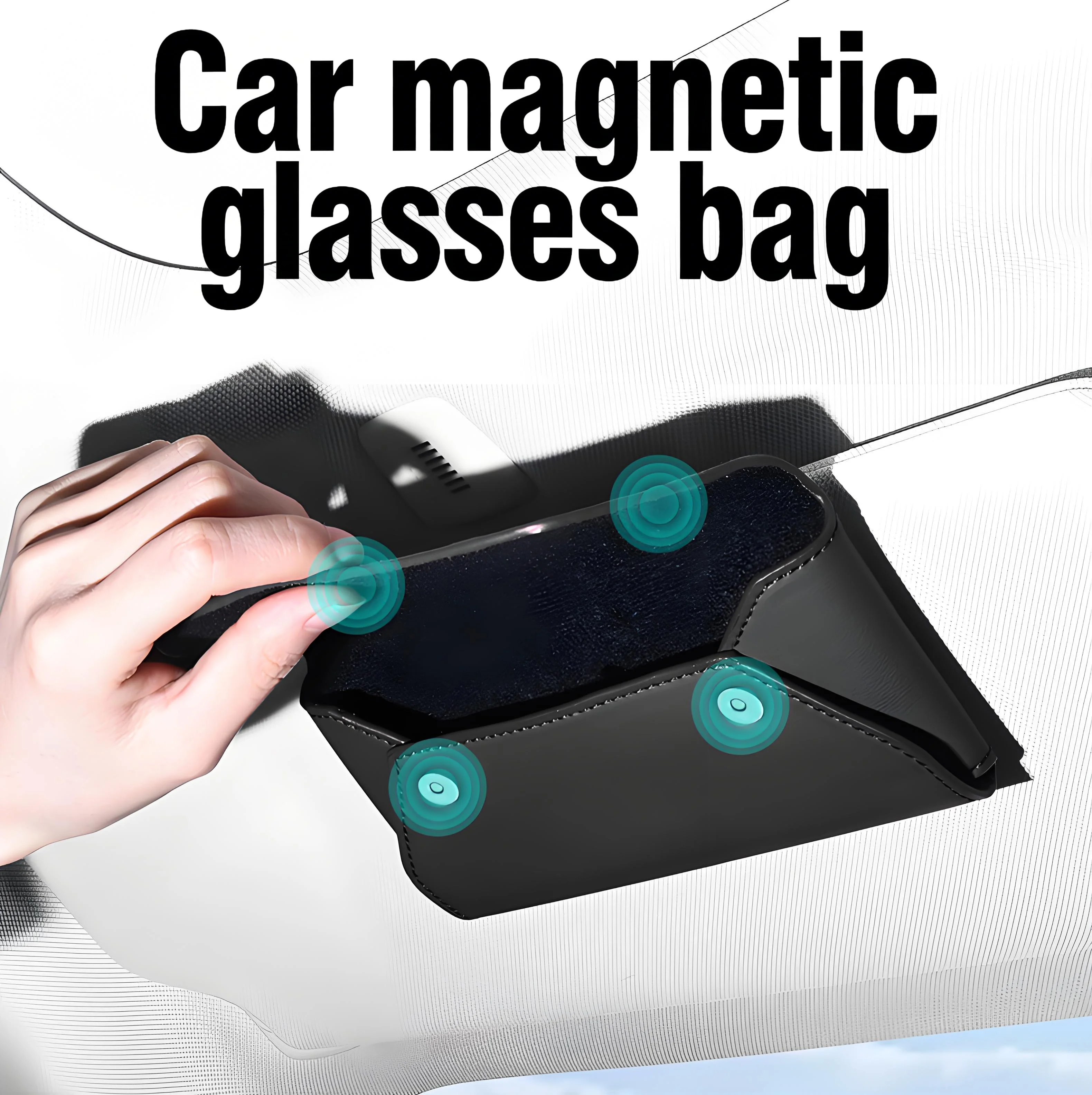Magnetic Closure PU Leather Sunglasses Holder Car Sun Visor Glasses Case for All Cars Protective Box Universal Cars Accessories