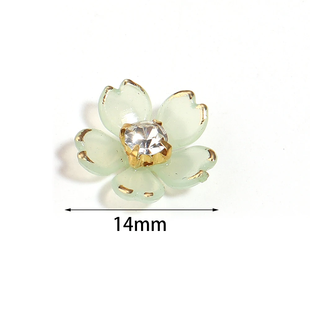 50 Stück ﻿ 14mm Acrylblumen-Strass-Aufnäher, Dekorative Perlen, Bauhinia-Blumen-Basis für Schmuckherstellung, Kleidung, Kopfbedeckungen – Detail 1