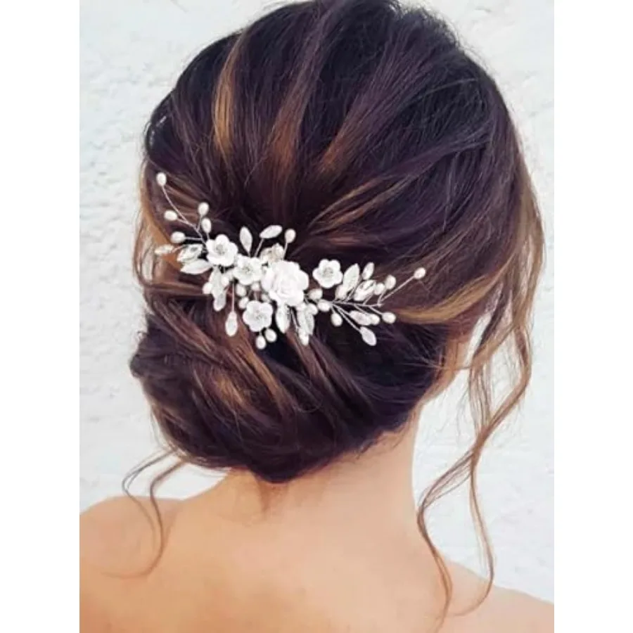 

Flower Weddg Hair Ve Pearl Bridal Hair Pieces Crystal Hair Accessories for Bride and Women