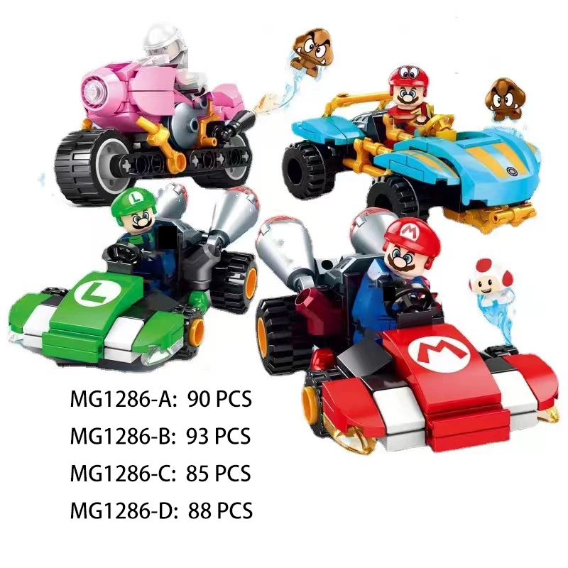 

Новый аниме Super Bros гоночный автомобиль строительные блоки экшн-игры фигурки собрать кирпичи образовательные игрушки куклы подарки для детей