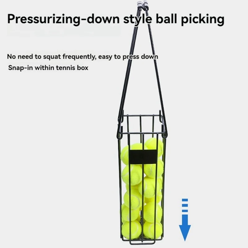 Tennis Ball Hopper, Cesta de ténis, Pickleball Picker portátil, Caddy superior, Metal Pickleball Ball Retriever