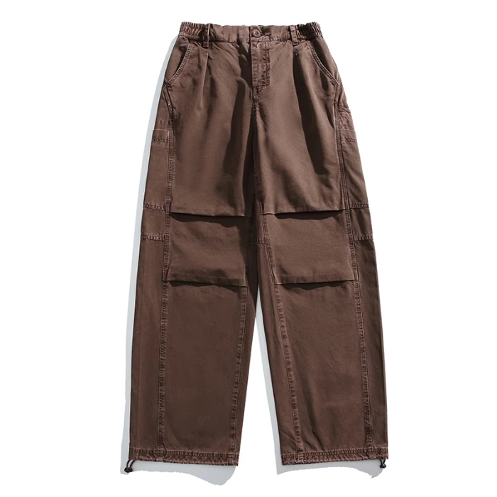 

Japanese Retro 100% Cotton Washed Casual Pants Unisex Streetwear Heavyweight Wide-leg Bell-bottom American-style Cargo Trousers