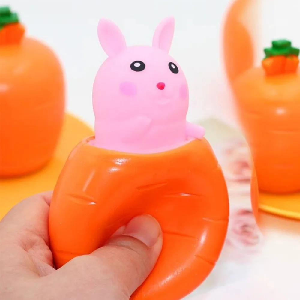 Carrot Squeeze Toy Rabbit Pop Up Carrot Bunny Stress Relief Basket Stuffers Squeezing Carrot Rabbit Cup Stress-relief Toy