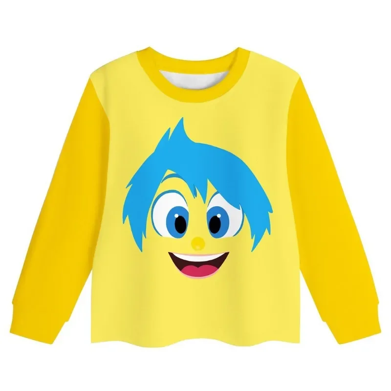 Disney Anime Inside Out 2 Pajama Long Sleeve Pant Suit Cartoon Joy Casual Outfits Sleepwear for Kids Birthday Christmas Gifts