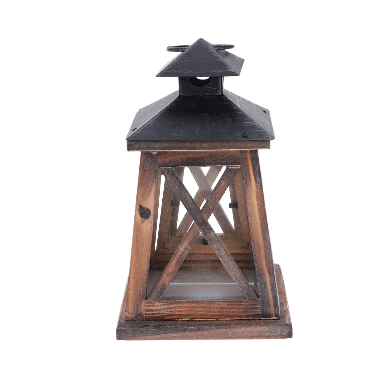 

Wooden Holder Iron Craft Storm Lantern Decorative Holder For Table Mantle Kitchen Lantern Charcoal Grey Small