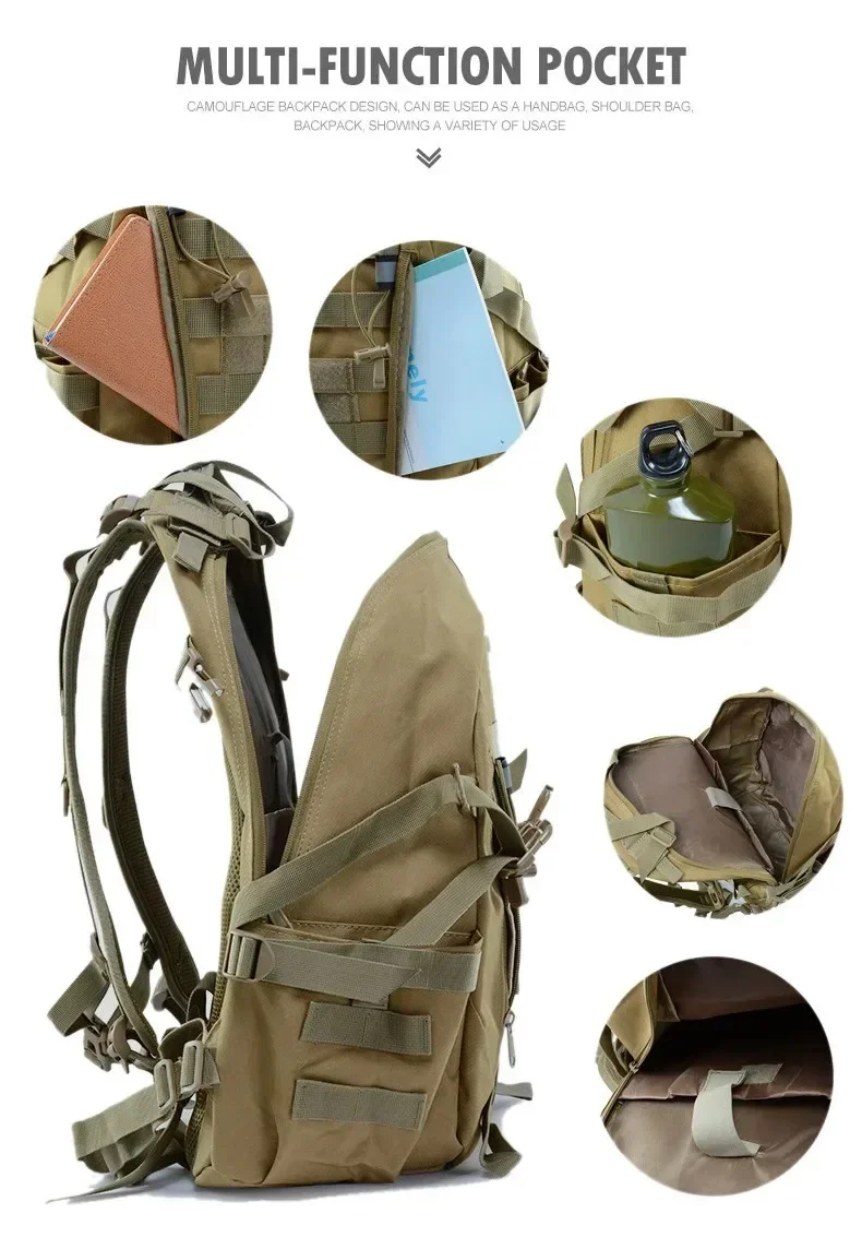 35L Taktischer Rucksack für Herren mit reflektierenden Streifen, modularem MOLLE-System, zum Klettern, Campen, Wandern, Trekking, Fitness, Reisen, Outdoor-Aktivitäten, Jagd, Aufbewahrungstasche – Detail 8