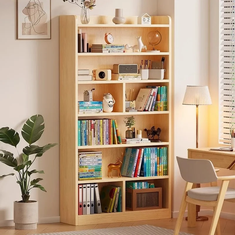 Hxl solid wood bookshelf - all-in-one wall-mounted storage floor bookcase
