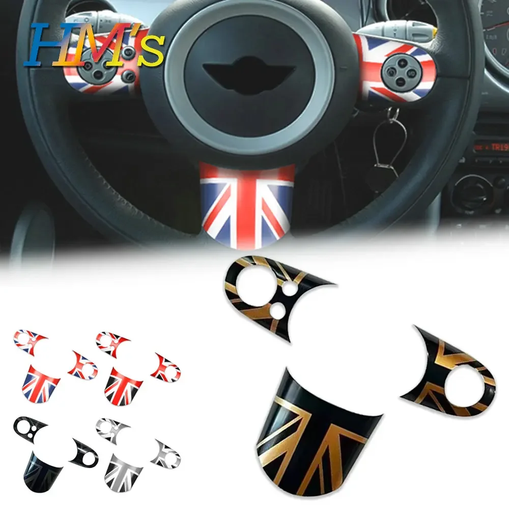 

3psc Car Steering Wheel Panel Cover Stickers For Mini Cooper R50 R52 R53 Car Accessories Union Jack Interior Button Trim Case