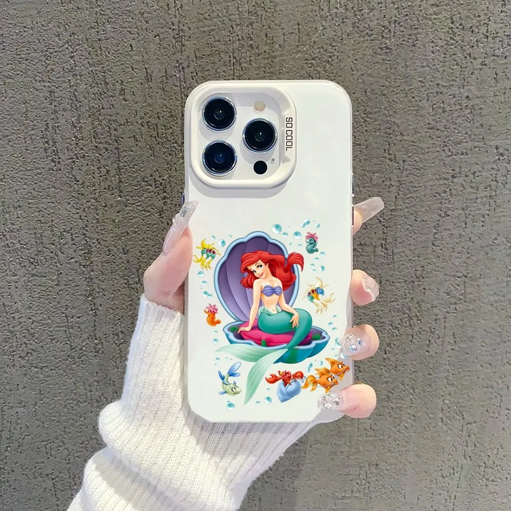 Cute Ariel The M-Mermaid Phone Case Phone Case For IPhone 16 15Plus 14 13 12mini 11ProMax Shockproof Candy Matte Back Cover