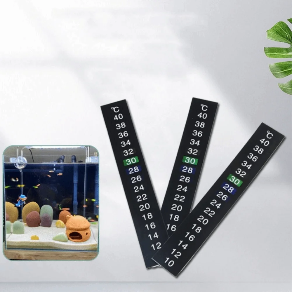 8pcs 10℃ to 40℃ Temperature Sensing Stickers Self Adhesive Black Fish Tank Thermometer Liquid Crystal Thermometer Labels