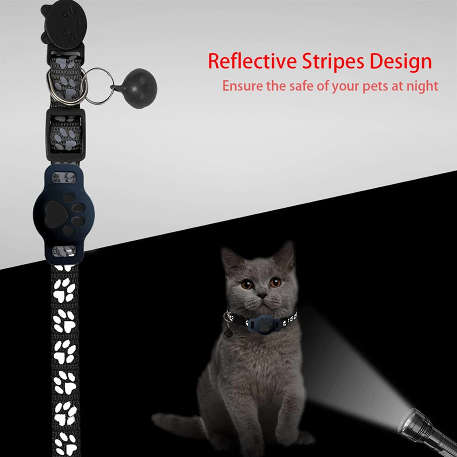 Pet Tracker for iOS & Android Waterproof Tracking Solution Smart Collar with Bell Kitten Collar for Pets Cat Anti-Lost Device