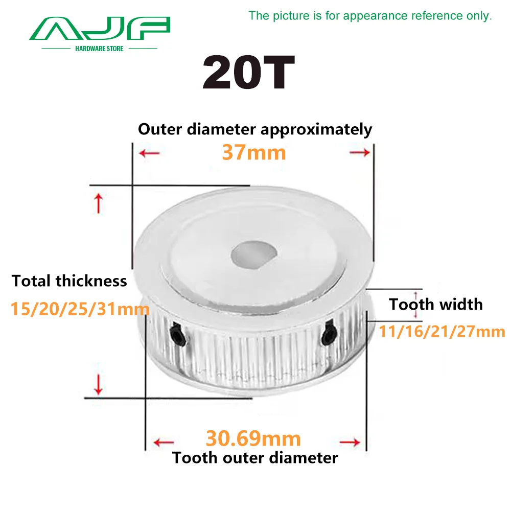 D-hole HTD 5M 20T/22T/24T/25T/30Teeth Timing Pulley AF Type  D-shaped hole 5x4.5mm~15x14mm Synchronous Wheel Drive 11/16mm