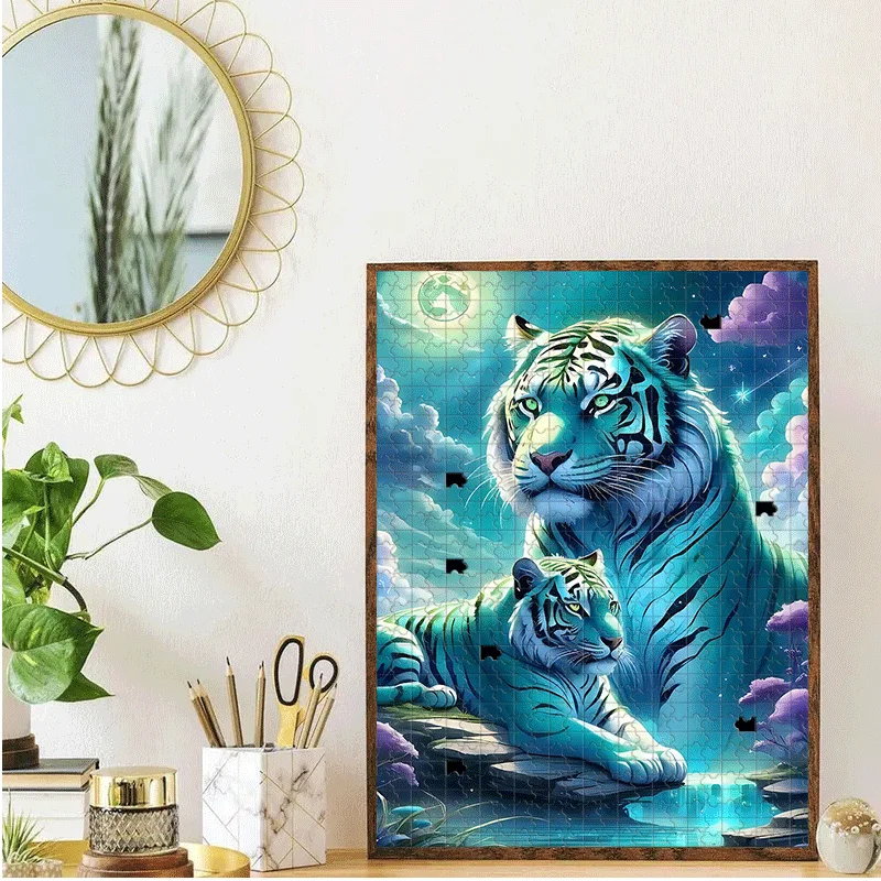 Puzzle da 500 pezzi o 1000 pezzi Tiger & Cubs adatto per adulti - Sfida intermedia con abbinamento genitore, rompicapo