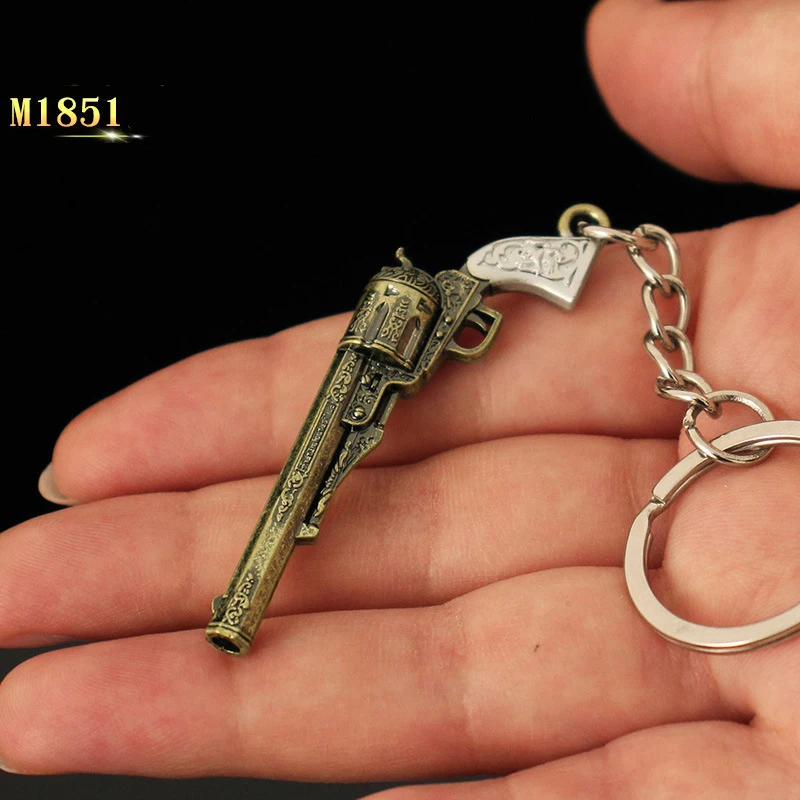 Anime Resident Evil 8 Village Mini Gun Keychains Game V61 AK M1897 SA110 USM AI M1851 Revolver Key Ring Backpack Pendant Gifts