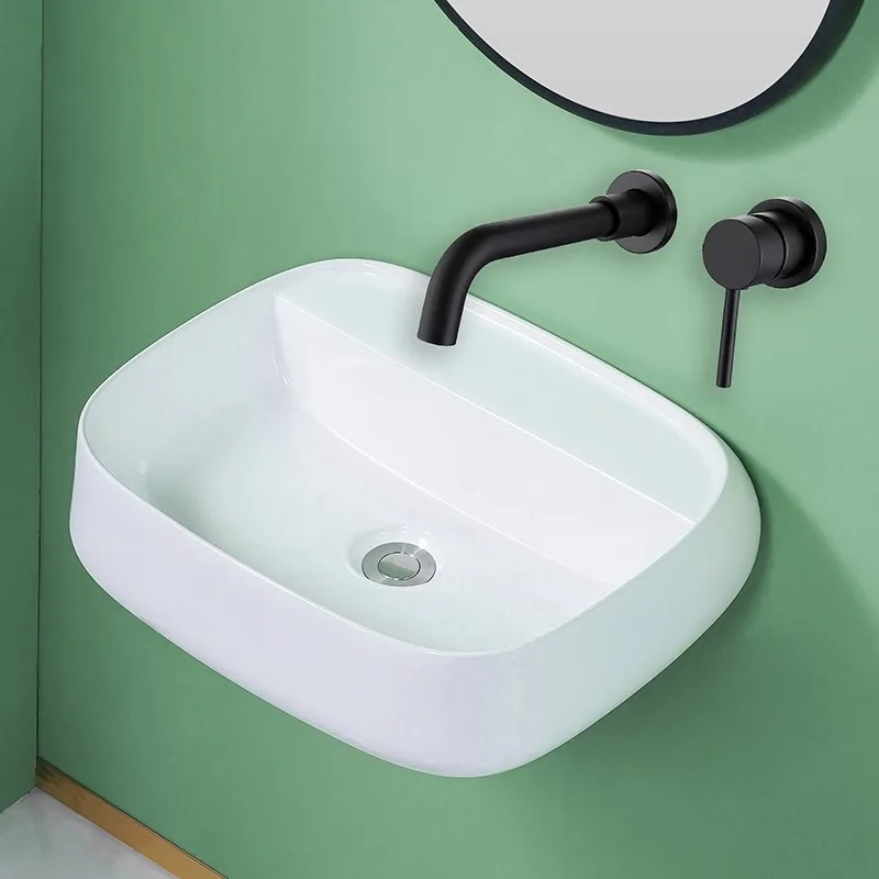 

Wall-mounted Washbasin without Faucet Hole, Creative Ceramic Basin, Simple Hanging Basin