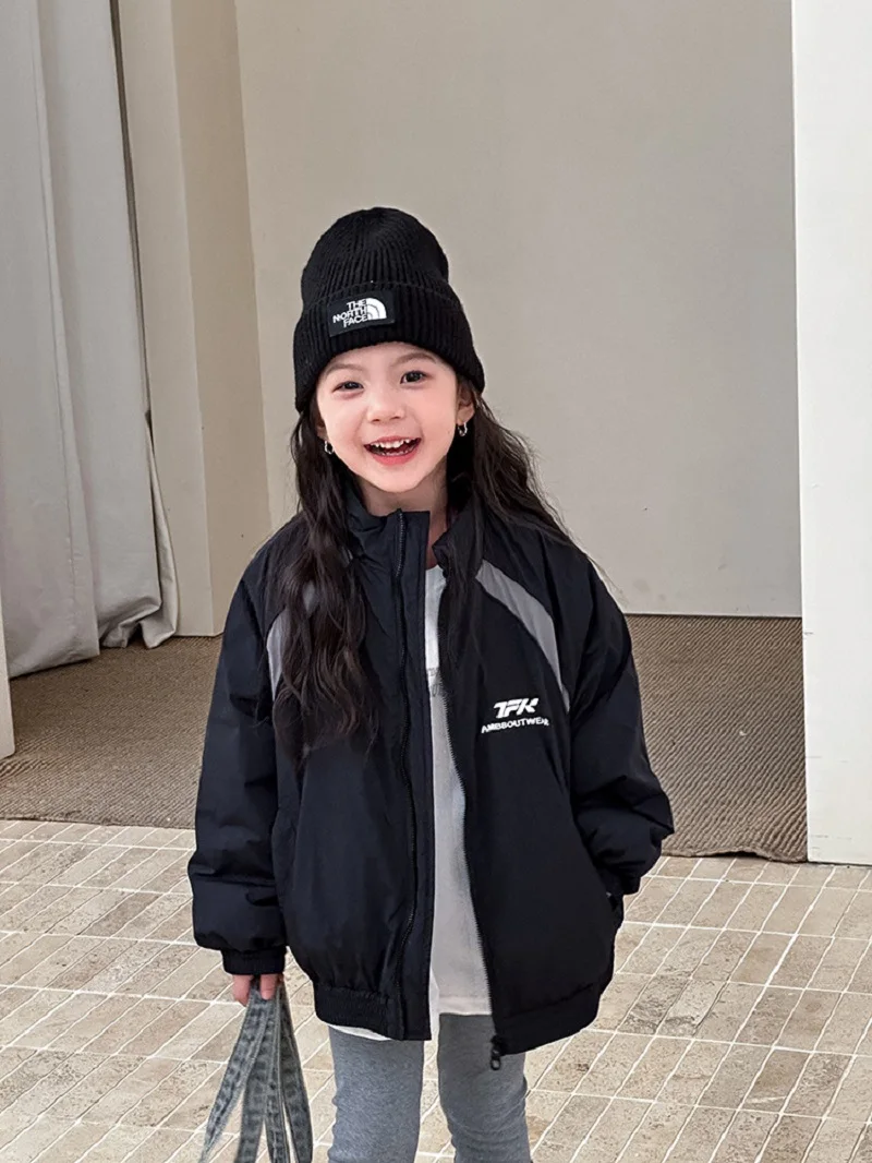 

Winter Warm Girls Fleece Lined Patchwork Turtleneck Full Zip Jacket School Kid Track Coat Top Children Windbreaker Outfit 1-16Yr