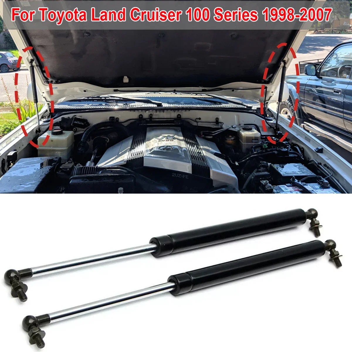 For Lexus LX470 1998-2007 Front Bonnet Hood Gas Strut Shock Spring Lift Supports Bar for Toyota Landcruiser 100 Series