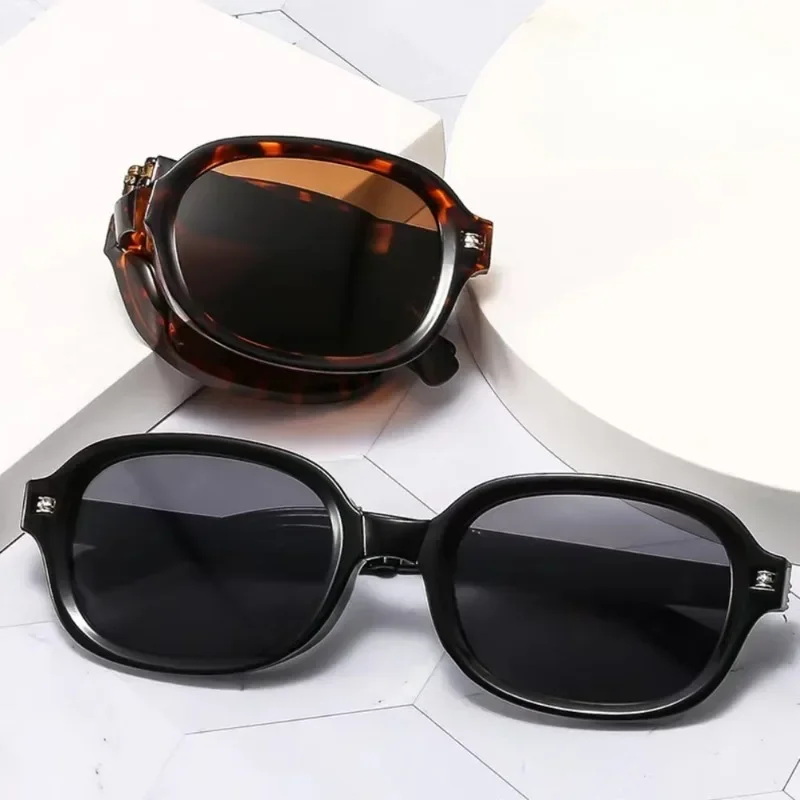 Polarization Vintage Designer Sunglasses Fashion Versatile UV Resistant Sun Shading Sun Glasses Oval Folding Fishing Sunglasses