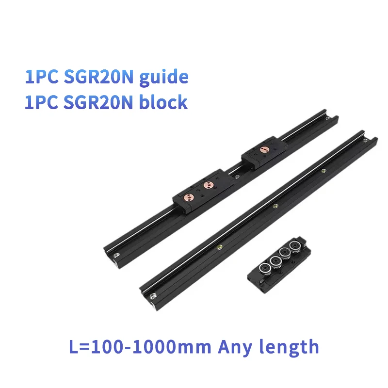 1pc SGR20N Built-in Dual-axis Linear Guide 47mm SGR20N Rail +1 SGB20N Block Optical Axis Photography Track Woodworking Machinery