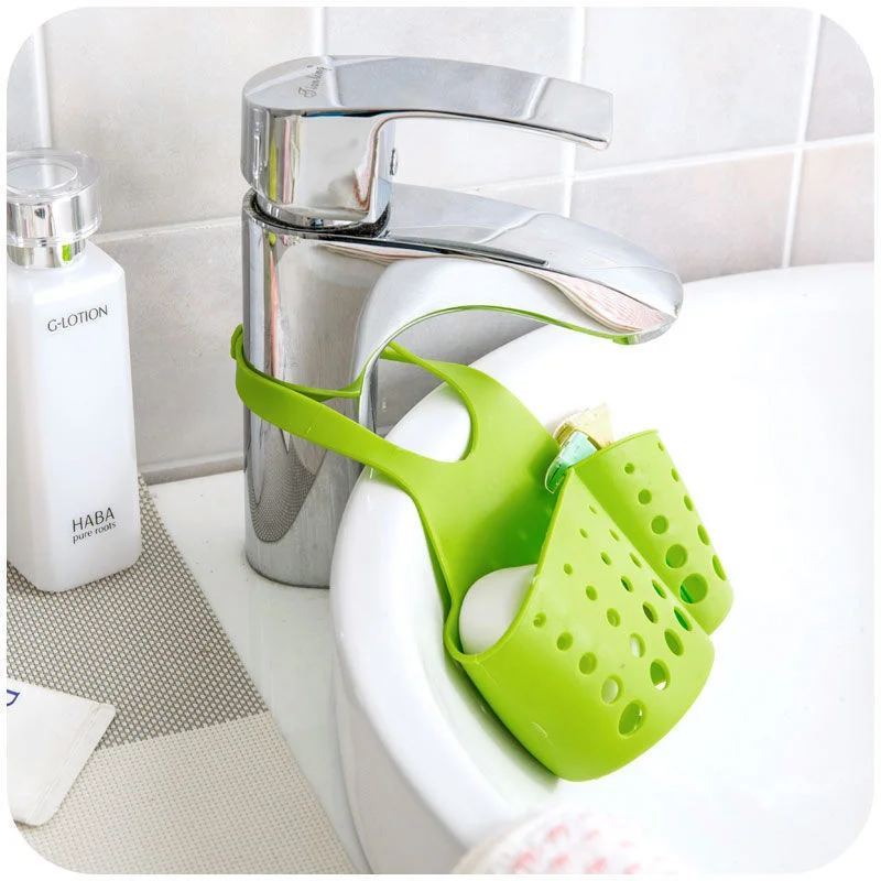 Home Storage Drain Basket Kitchen Sink Holder Adjustable Soap Sponge Shlf Hanging Drain Basket Bag Kitchen Accessories