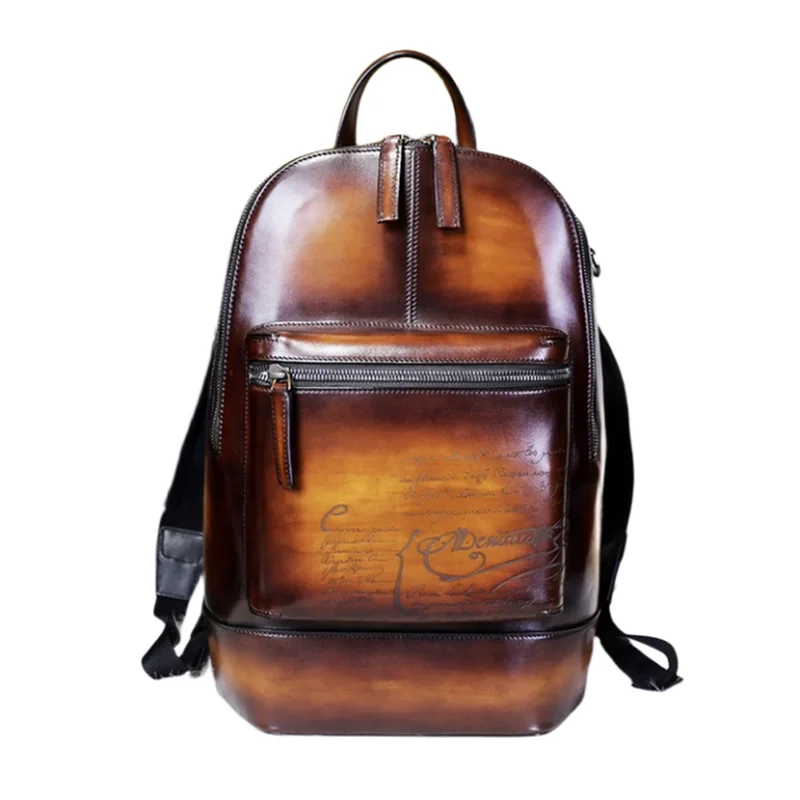 

DIMY Genuine Leather Backpack for men Gentleman must Calfskin Backpacks Hand Patina 2019 Newest Men's Bag Shoulder Bags