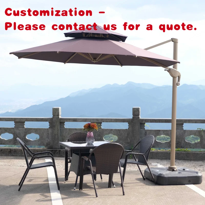 custom.Hot Sale Patio LED Parasol Outdoor Shade Cantilever Large Roman Power Outdoor
