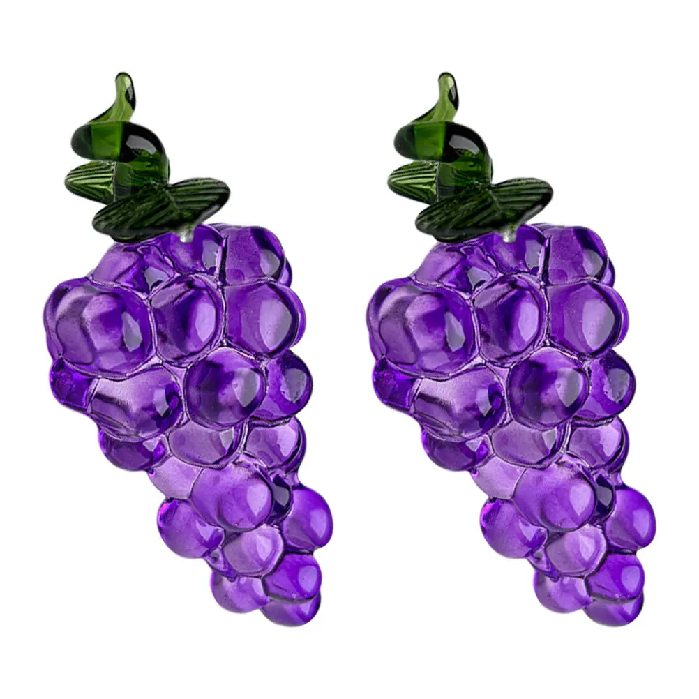 

2Pcs Crystal Grape Statue Purple Realistic Fruit Decoration Miniature Tabletop Centerpiece Home Office Use Crystal Grape Statue