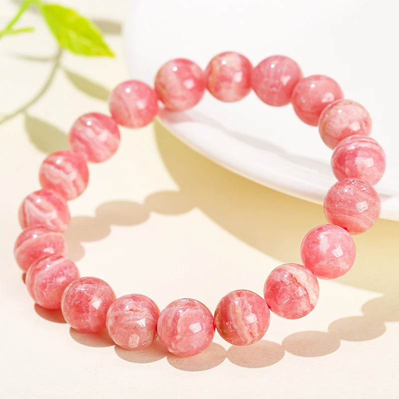 JD Genuine Natural Argentine Rhodochrosite Red Vein Bead Bracelets Women Love Energy Healing Dialogite Gemstone Bangles Jewelry