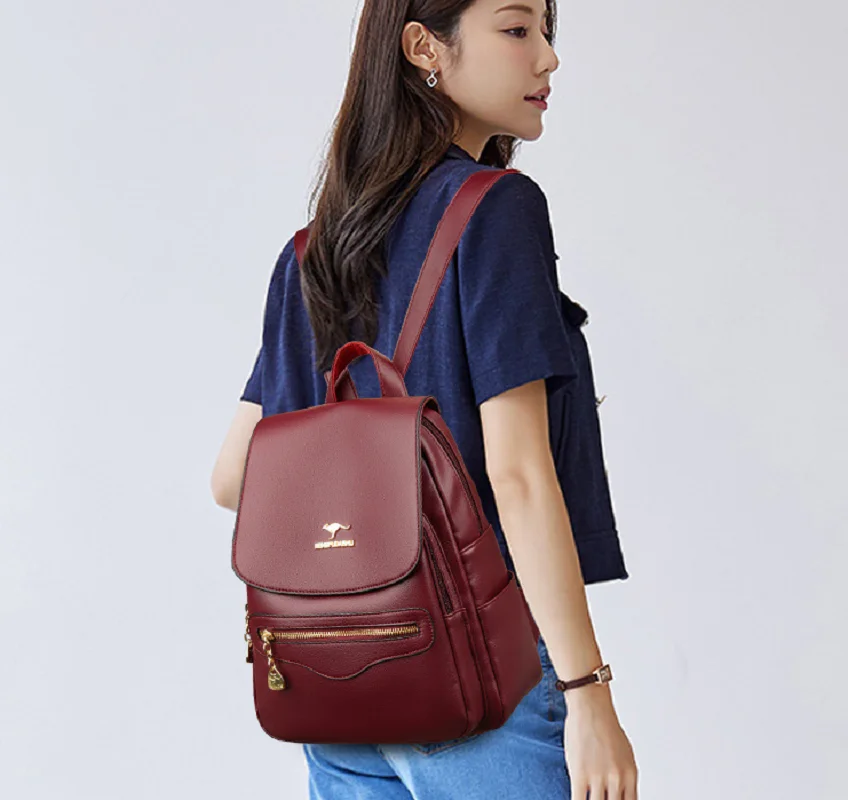 Hot Sale New Women Leather Backpacks Fashion Shoulder Bags Large Capacity Ladies Travel Backpack Mochilas School Bags For Girls
