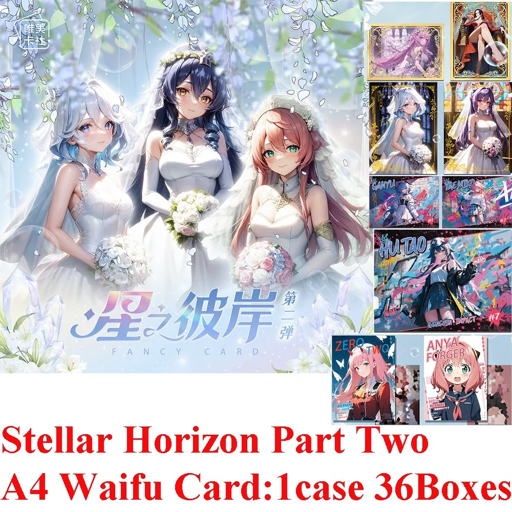 New Goddess Story Stellar Horizon Part Two A4 Collection Cards Ganyu Hutao Yae Miko Girl Swimsuit Bikini Wedding Dress Card Toy