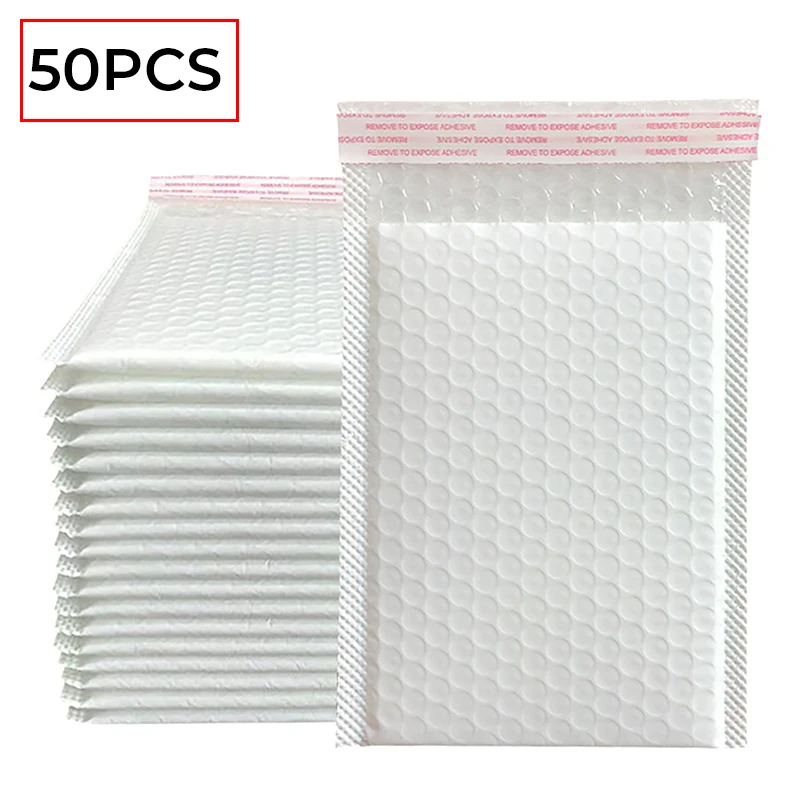 50PCS White Bubble Mailers Bubble Padded Mailing Envelope Mailer Foam for Packaging Self Seal Shipping Bag Bubble Padding Bag