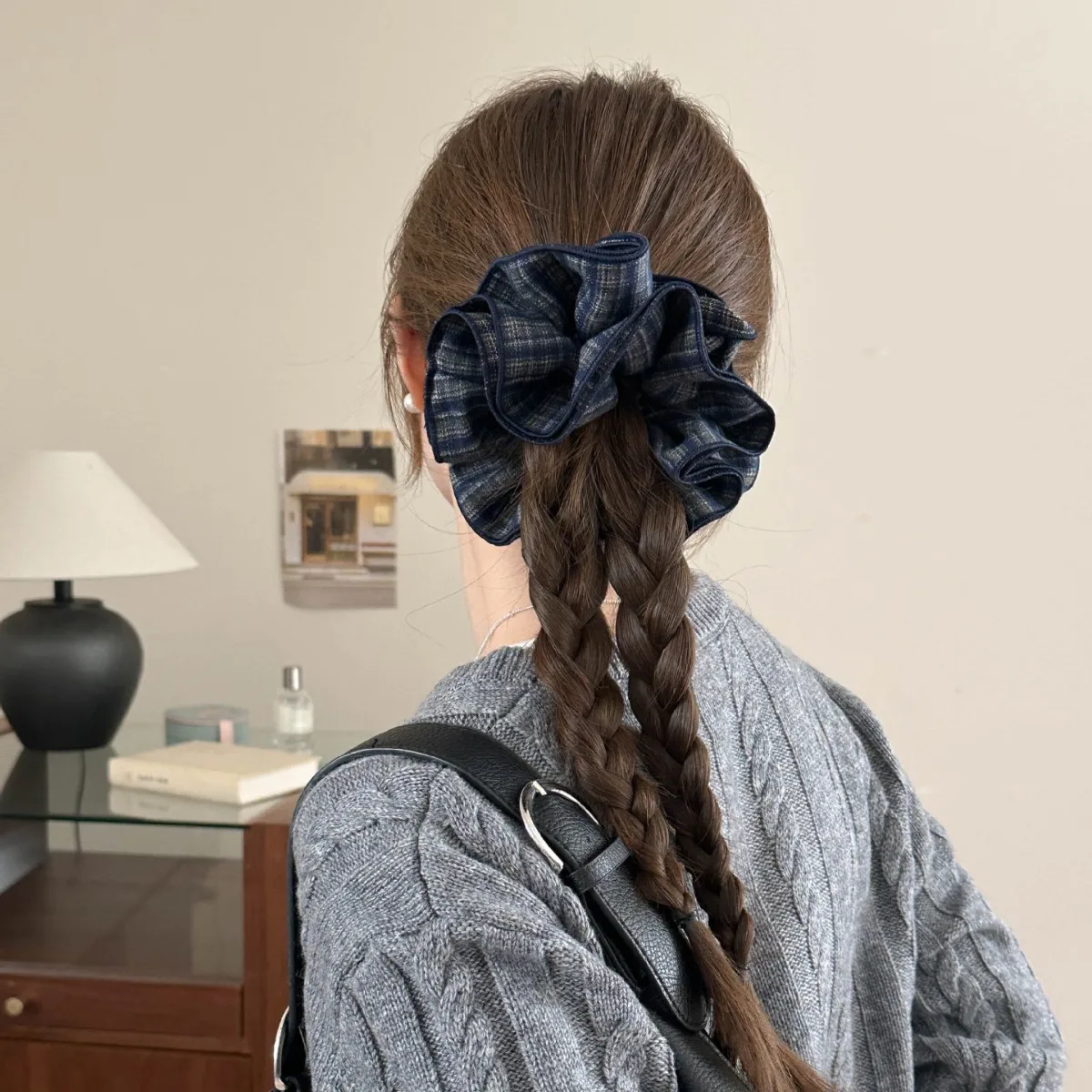 

Multi Layer Scrunchie Solid Versatile Korean Chic Hair Rope Premium Fabric Non Slip Ponytail Ring for Messy Bun Office