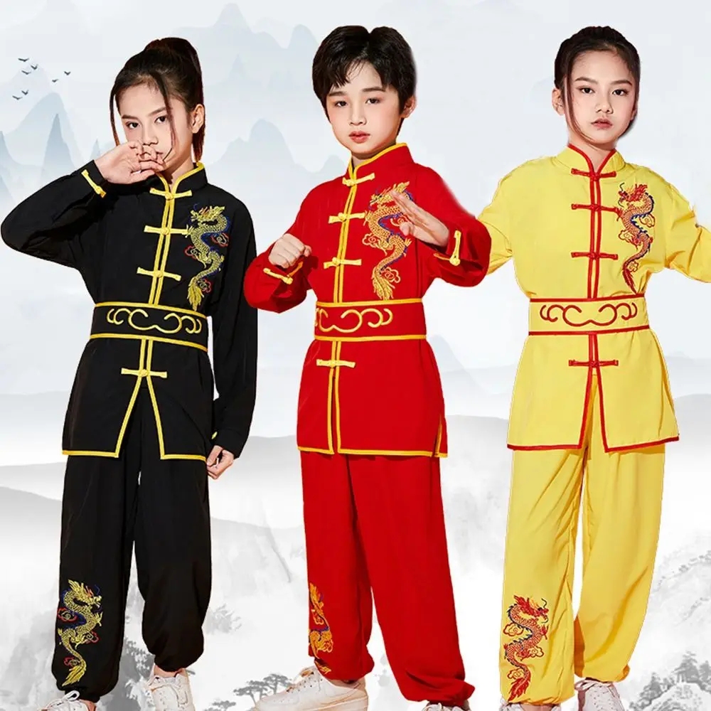 

Chinese Traditional Wushu Costume Long Sleeves with Belt Kungfu Uniform Wushu Performance Martial Art Uniform Boys Girls