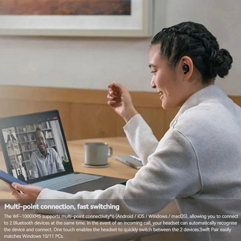ソニー-Bluetooth 5.3ワイヤレスヘッドセット,ハイレゾイヤホン,ldac,sbc,デュアル接続,ipx4,100% オリジナル,WF-1000XM5