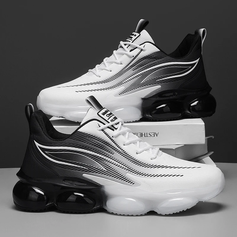 

Мужские кроссовки, новинка 2024, дышащая сетка, амортизирующая толстая подошва, уличный стиль, противоскользящие прогулочные тренировочные модные мужские кроссовки