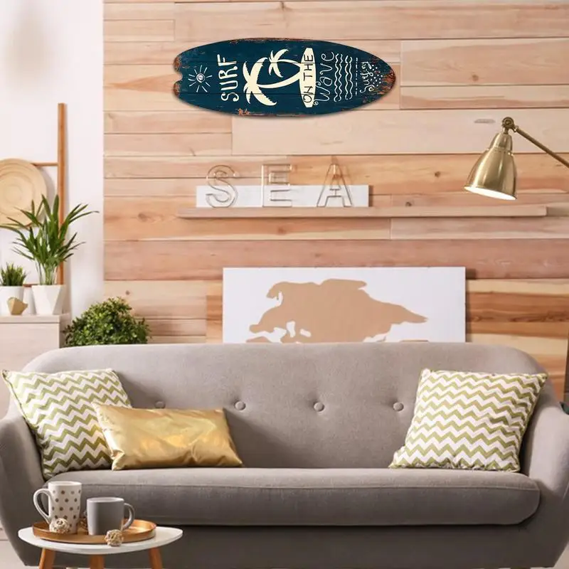 Surfboard Wall Decor Wooden Home Decor Surfboard Sign Retro Design And Bright Colors Wall Decoration For Home Decors Party Prop