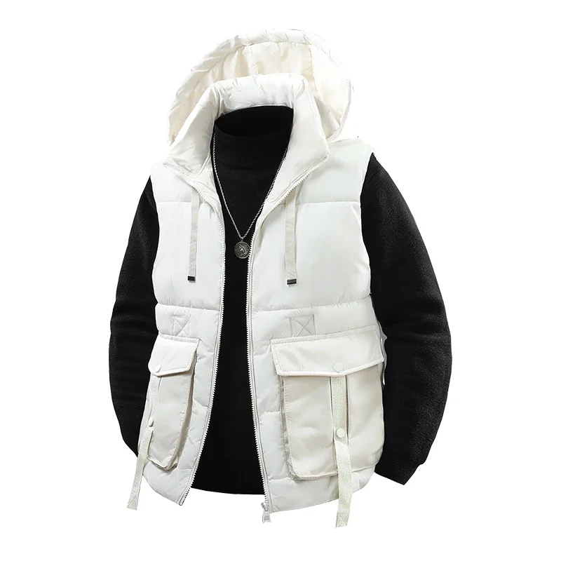 

Осенне-зимний уличный жилет в корейском стиле с несколькими карманами, мужской модный хлопковый жилет, свободная и плотная верхняя одежда, мужской жилет, куртка