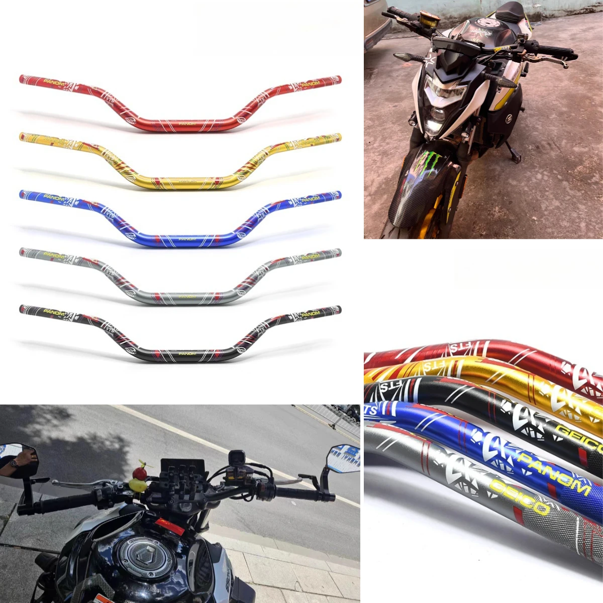 

Motorcycle 1-1/8" 28MM CNC Decal Design Handlebar MOREX Handle Bar Grips Adapter Universal