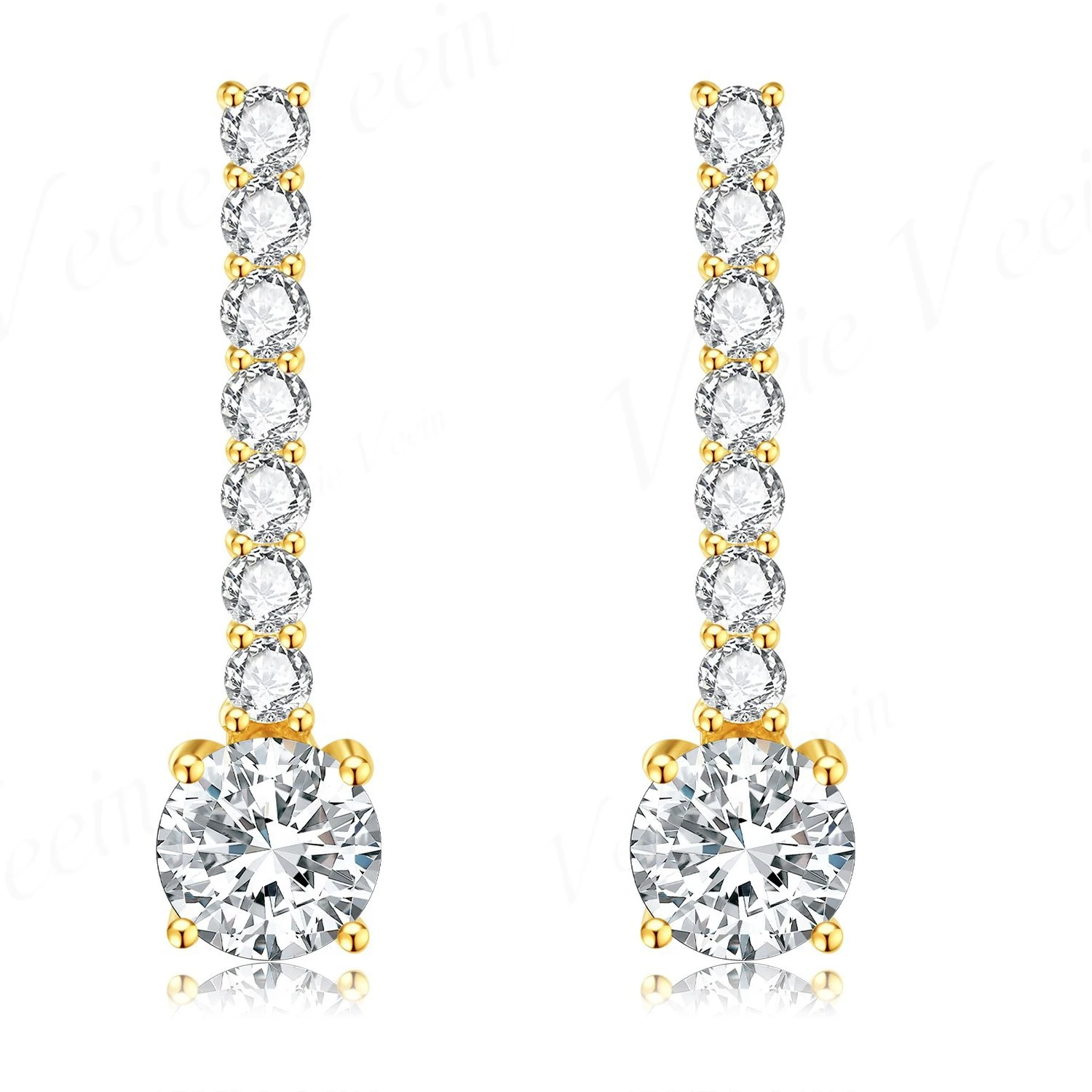 MuShan  Jewelry Women'S Long Lab Grown Diamond Stud Earrings In Solid 18k White Gold, Igi Certified 0.5ct /1ct Available