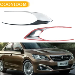 2PCS Car ABS Mirror Chrome Left and Right Front Fog Light Box Cover Case Stickers Trim For Peugeot 301 2017 Part Accessories