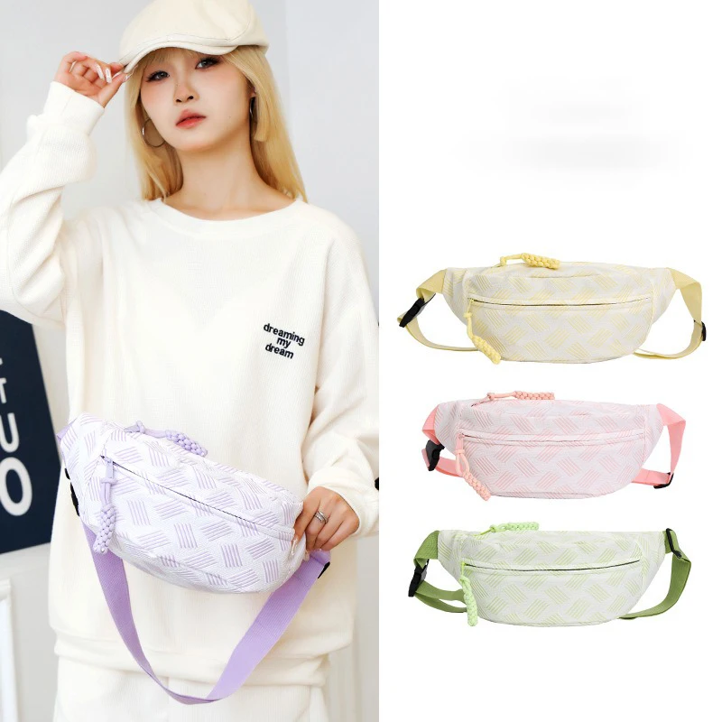 Cute Cotton Fabric Soft Fanny Packs For Women Portable Sport Waist Bag Simple Design Female Chest Bag Ladies Fashion Waist Pack