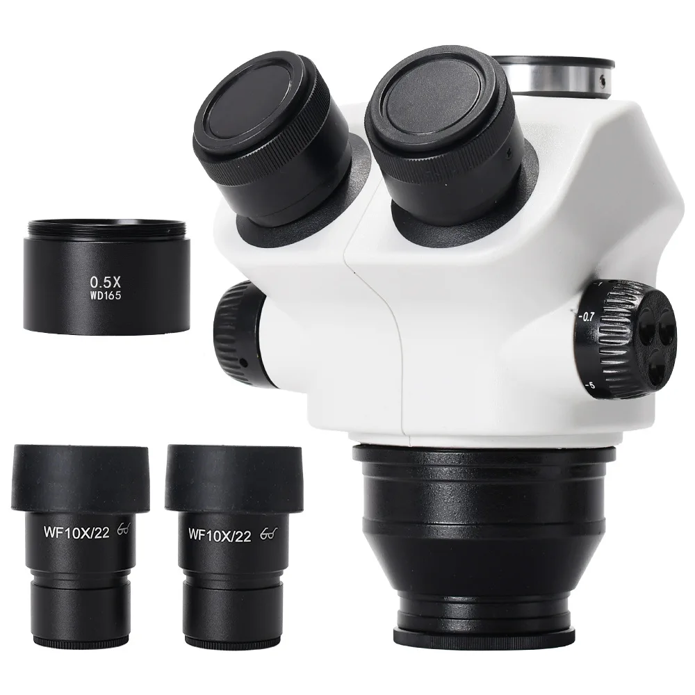 7-50X Continuous Zoom Binocular Stereo Microscope Lens Head White Optical Assembly Replacement Accessory