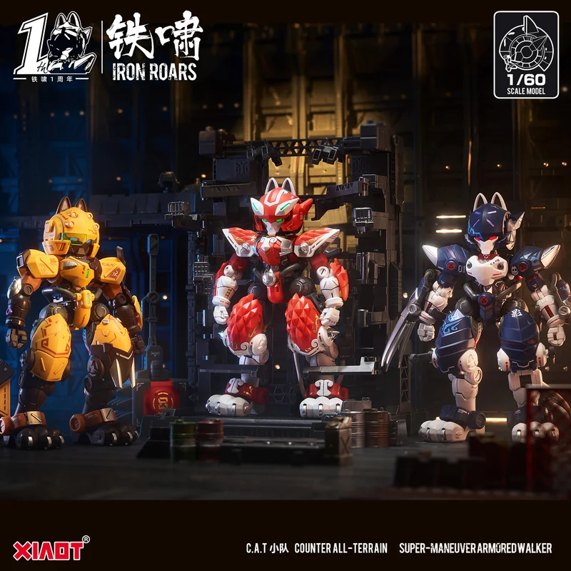 Iron Roar Original Anime Figure 1/60 C.A.T 01 Shadow 02 Tusk 03 Flame Ninja Cat-shaped Assembly Mecha Model Action Figure Toys